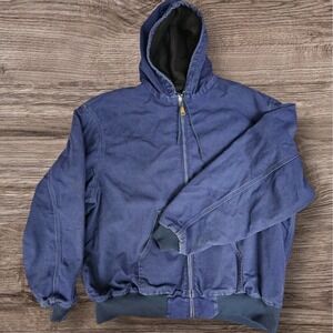 Vintage 1990s Carhartt Hooded Work‎ Jacket Navy Blue 3x-4x